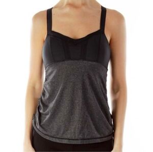 Lululemon Back on Track Black and Gray Criss Cross Tank Top